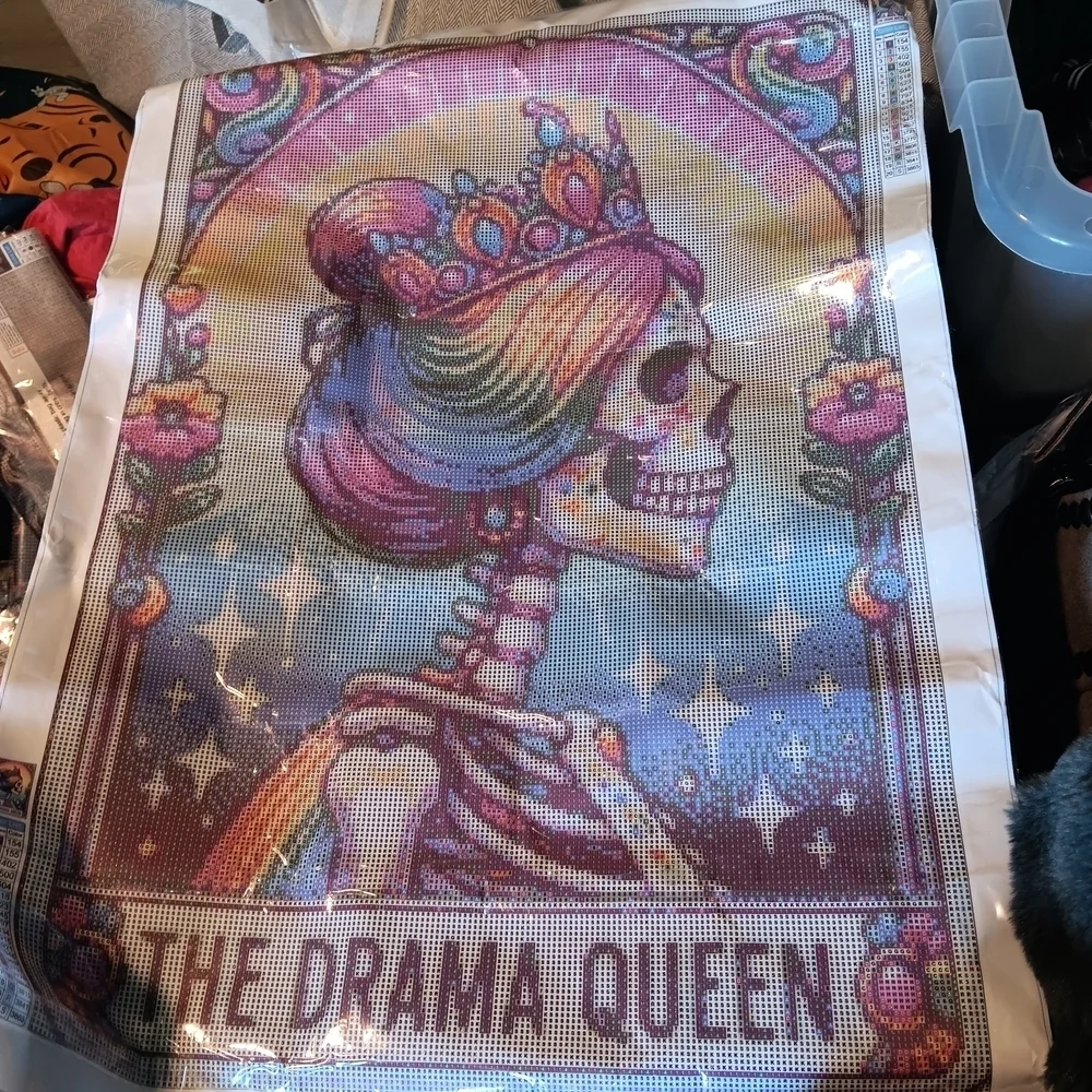 Colorful Tarot Card 'The Drama Queen' Skeleton Diamond Painting Art 50x70